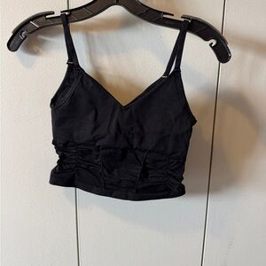 FP Movement by Free People Black Ruched Cropped Tank